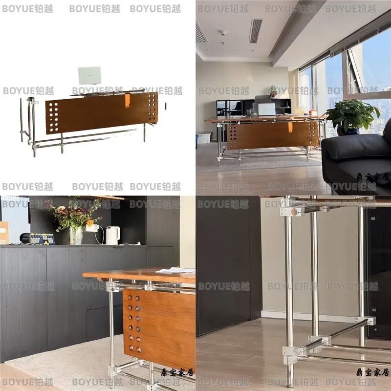 Desk Setup L Shaped - Bauhaus massief houten bureau in retro-industriële