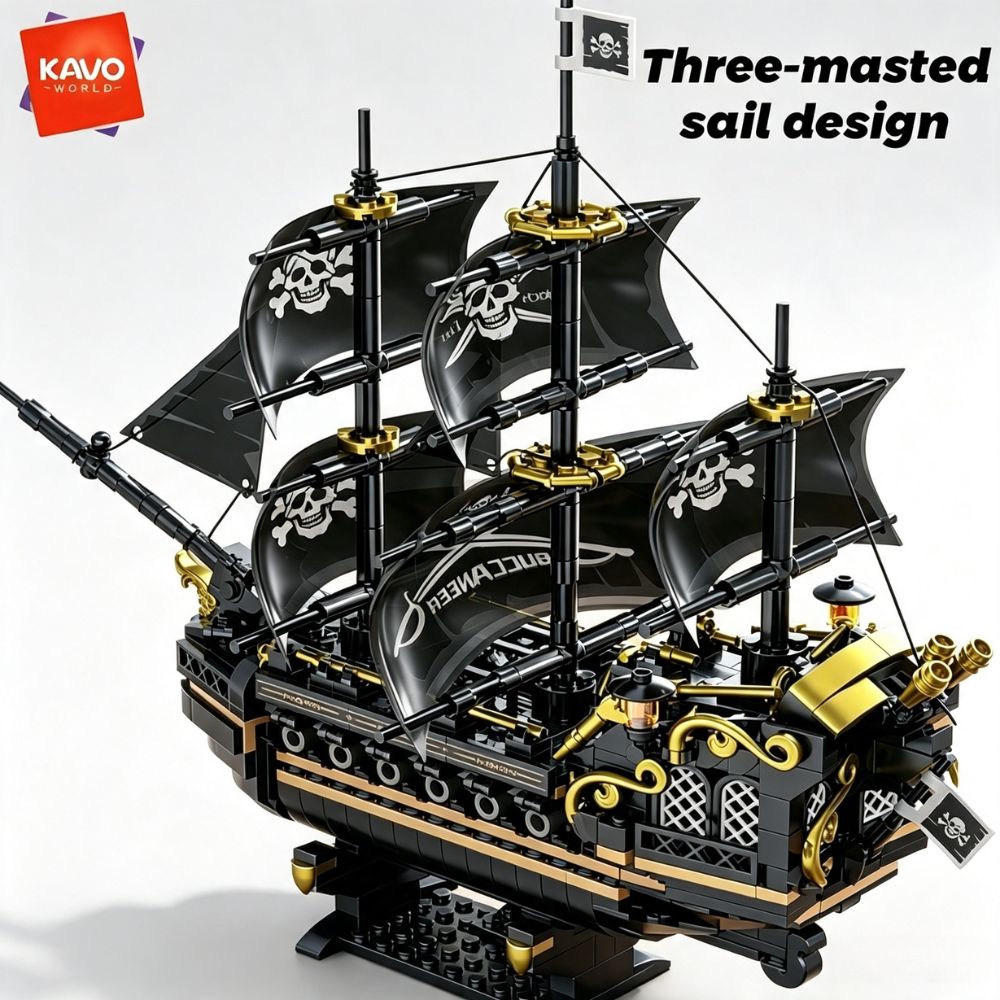 Desk Setup Kit - KAVOWORLD 801-delige 1799 Klassieke Zwarte Piratenschip