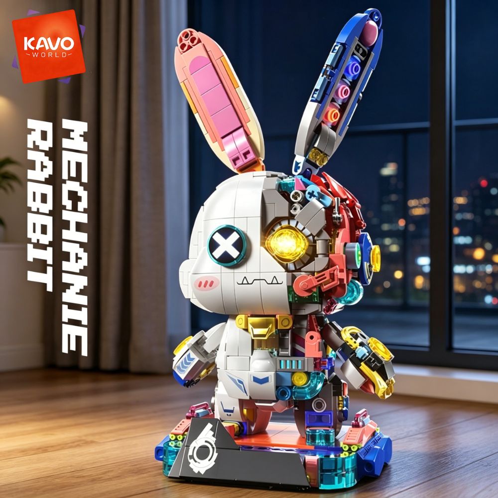 Desk Setup Kit - KAVOWORLD 1377-delige Robot Konijn Bouwstenen Set