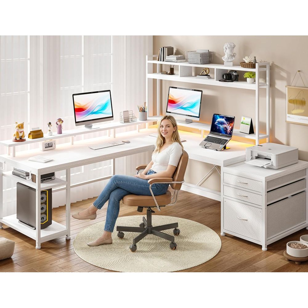 104-inch L-vormig bureau voor  - Desk Setup L Shaped recensie en prijs