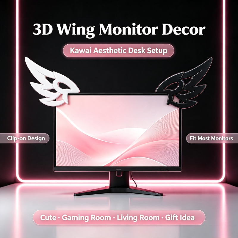Kawaii 3D-vleugeldecoratie voo - Desk Setup Aesthetic recensie en prijs