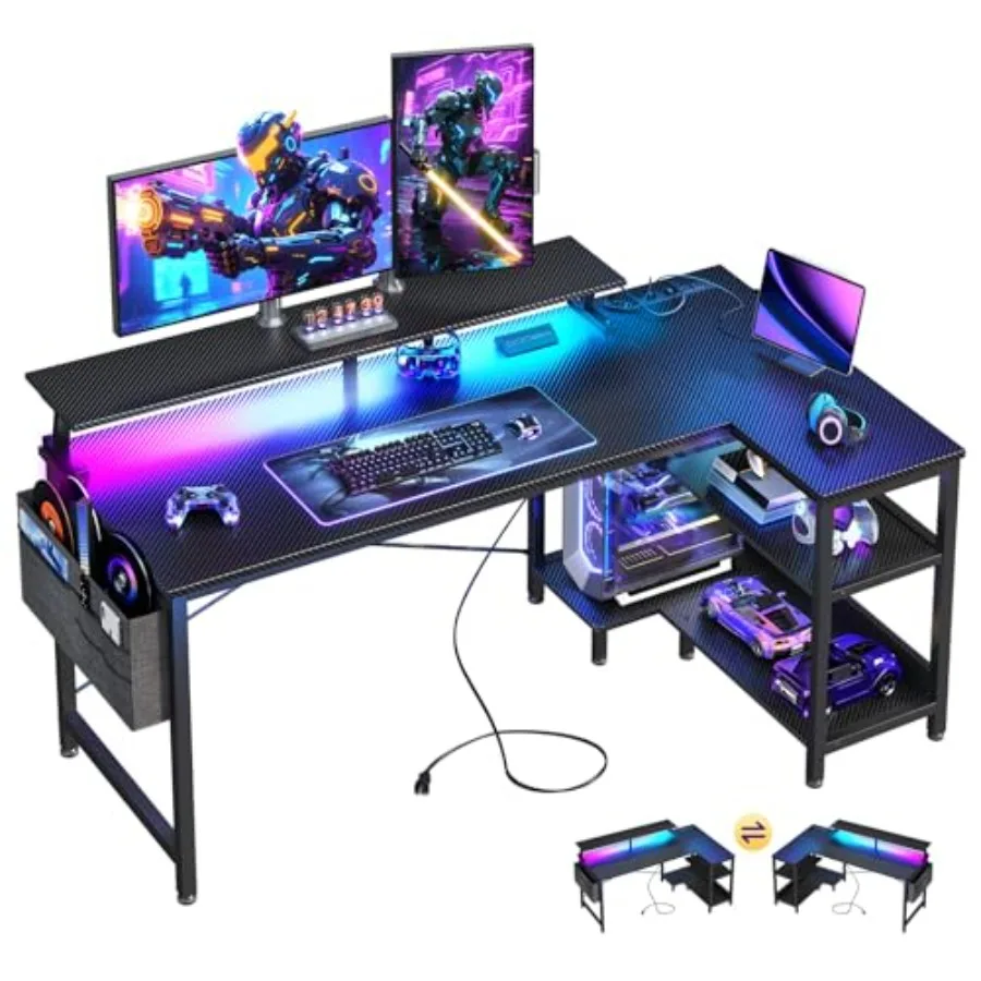 L-vormig gamingbureau met LED- - Desk Setup L Shaped recensie en prijs