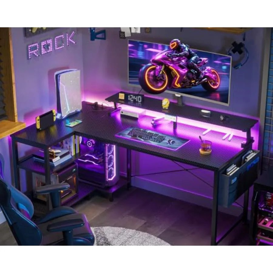L-vormig gamingbureau met LED- - Desk Setup L Shaped recensie en prijs