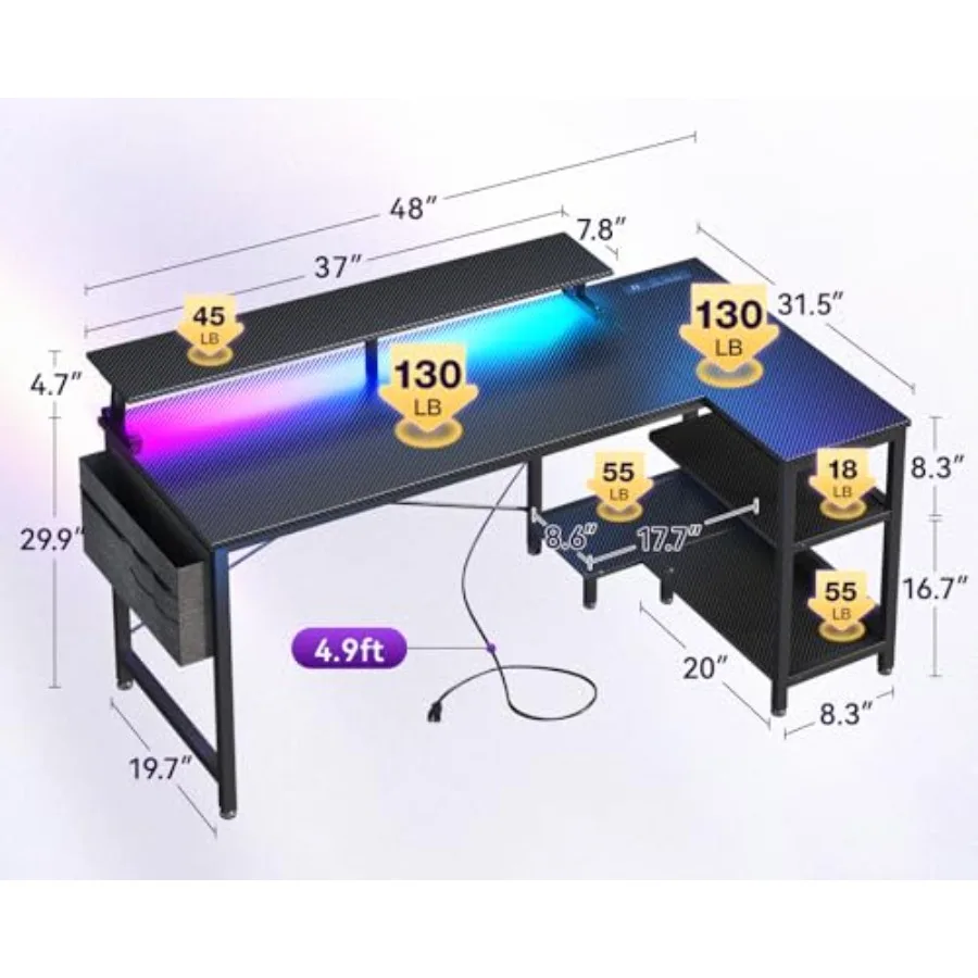 L-vormig gamingbureau met LED- - Desk Setup L Shaped recensie en prijs