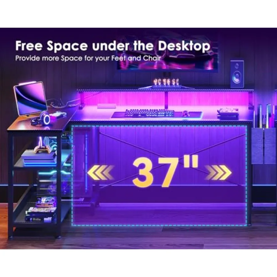 L-vormig gamingbureau met LED- - Desk Setup L Shaped recensie en prijs