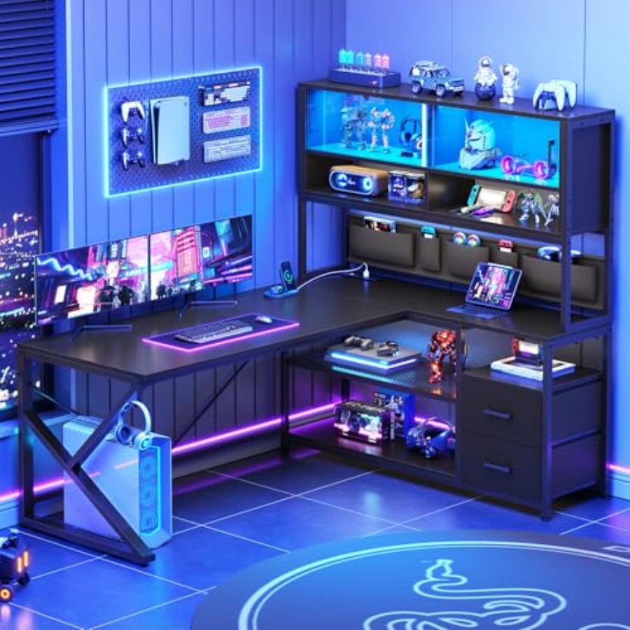 L-vormig gamingbureau met opbe - Desk Setup L Shaped recensie en prijs