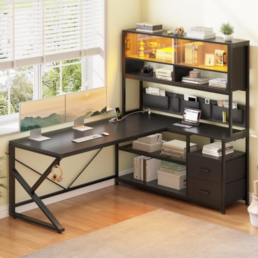 L-vormig gamingbureau met opbe - Desk Setup L Shaped recensie en prijs