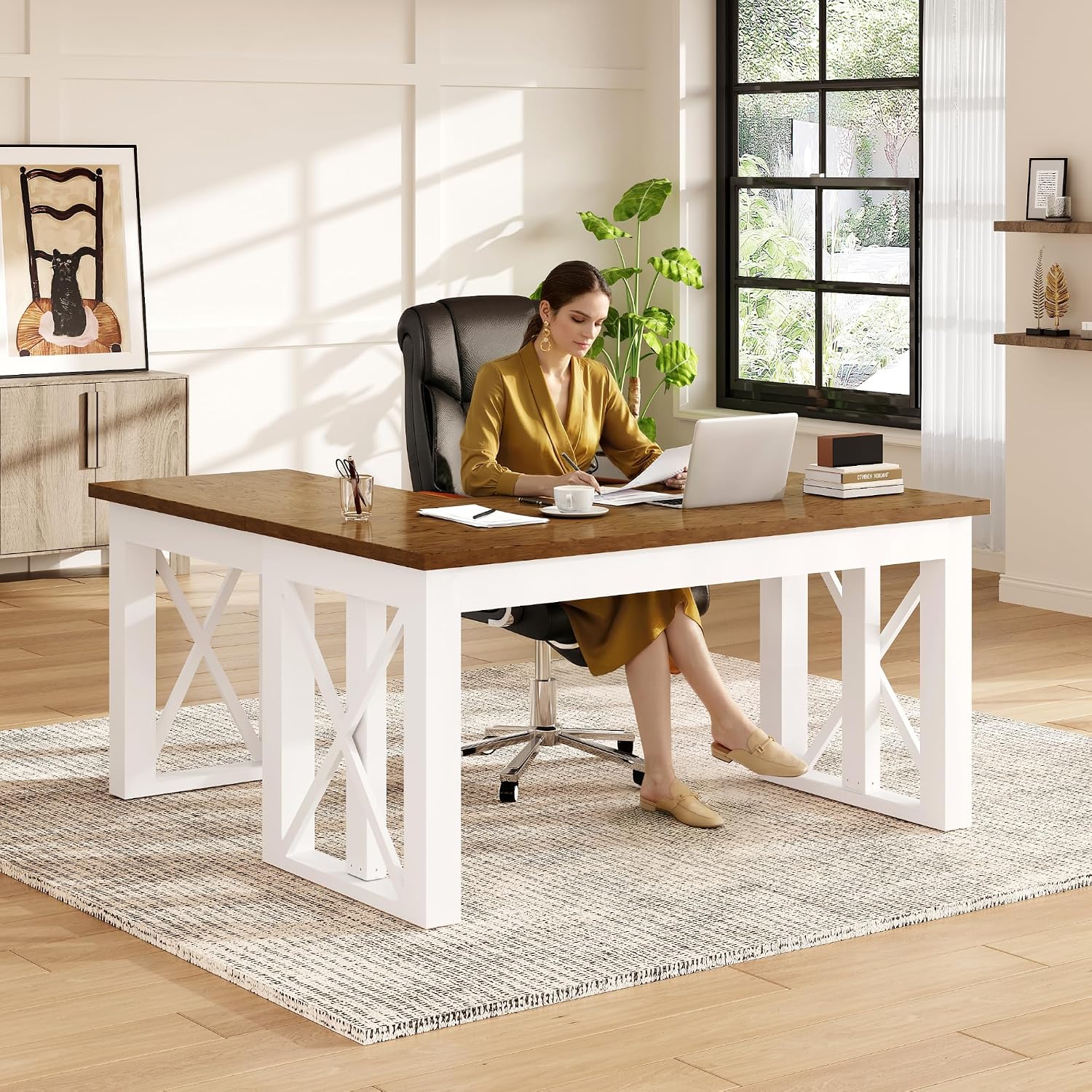 L-vormig sta-bureau met lade,  - Desk Setup L Shaped recensie en prijs