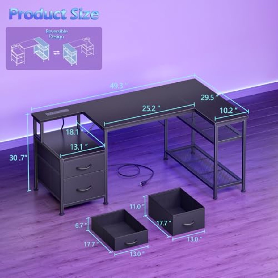 49 inch L-vormig gamingbureau  - Desk Setup L Shaped recensie en prijs