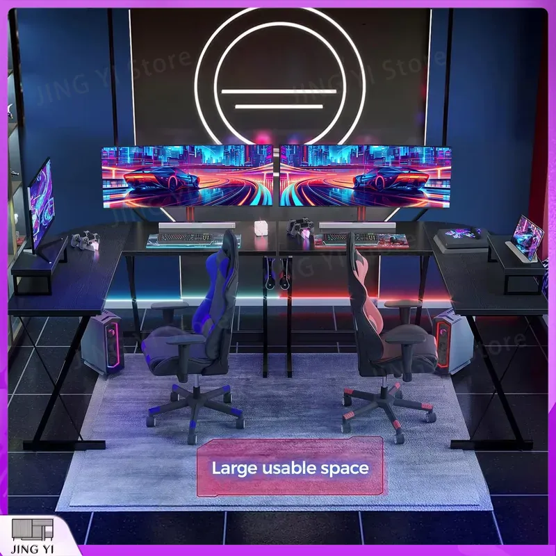 L-vormig gamingbureau met moni - Desk Setup L Shaped recensie en prijs
