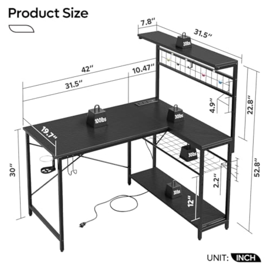 42 inch gamingbureau met stopc - Desk Setup L Shaped recensie en prijs