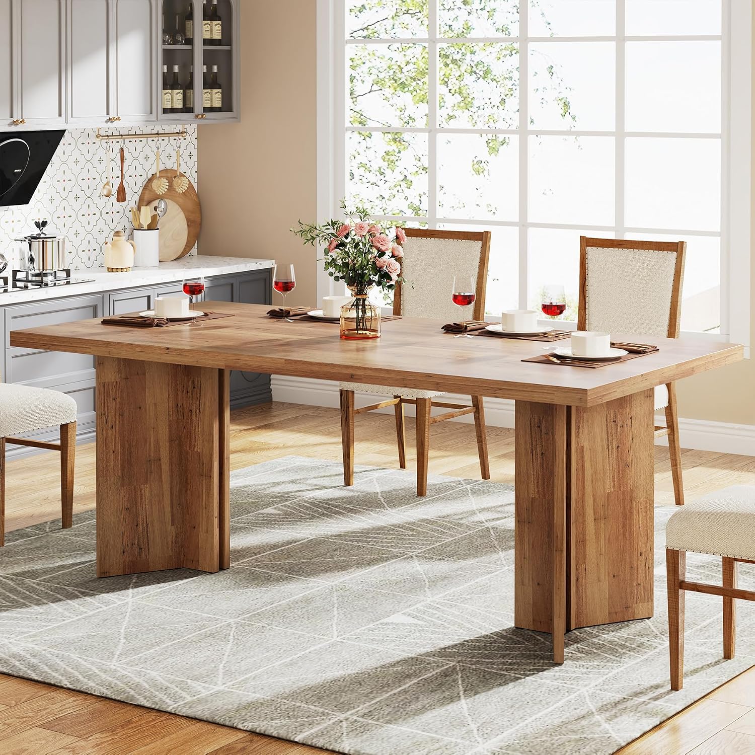 Grote rechthoekige houten eett - Desk Setup Living Room recensie en prijs