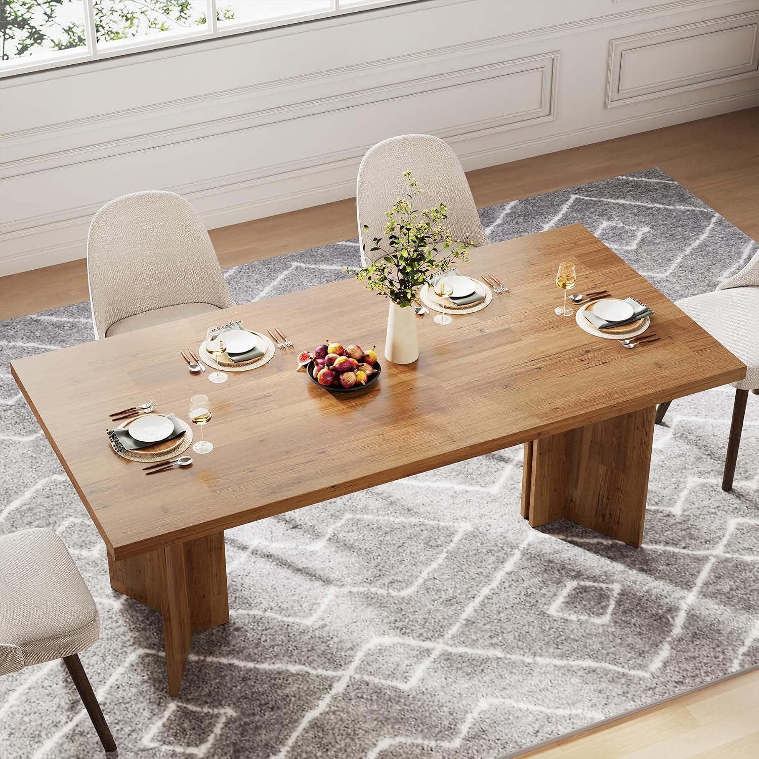 Grote rechthoekige houten eett - Desk Setup Living Room recensie en prijs